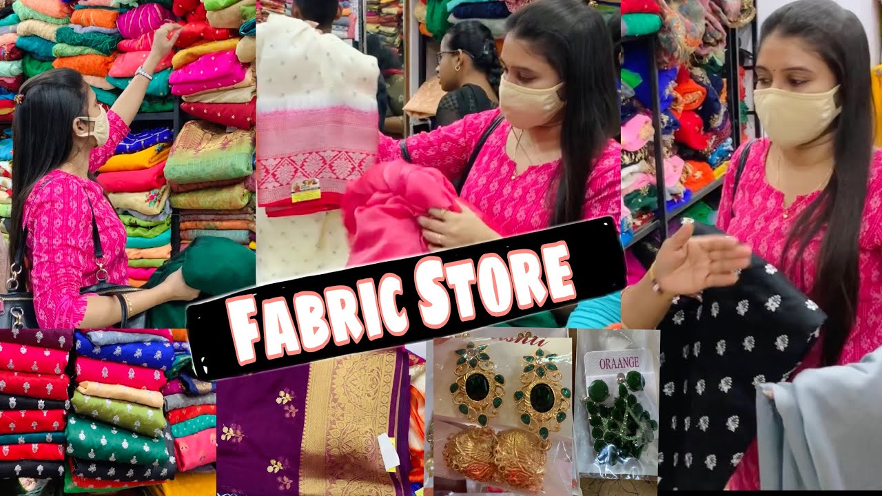 #DIML | Fabric Shopping in Vizag | Best Fabric Store | Plain Sarees | Earrings❤️
