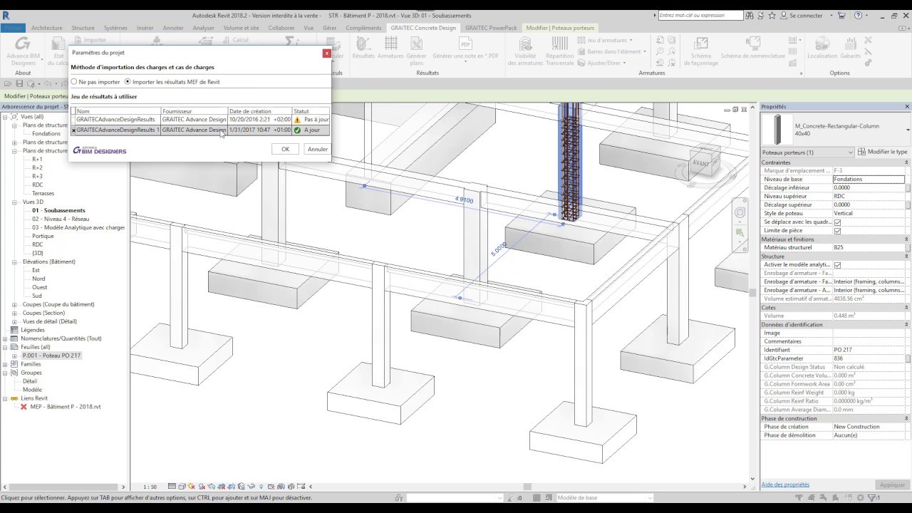 Calcul et dessin d'armatures dans REVIT avec Arche Hybride et les BIM Designers