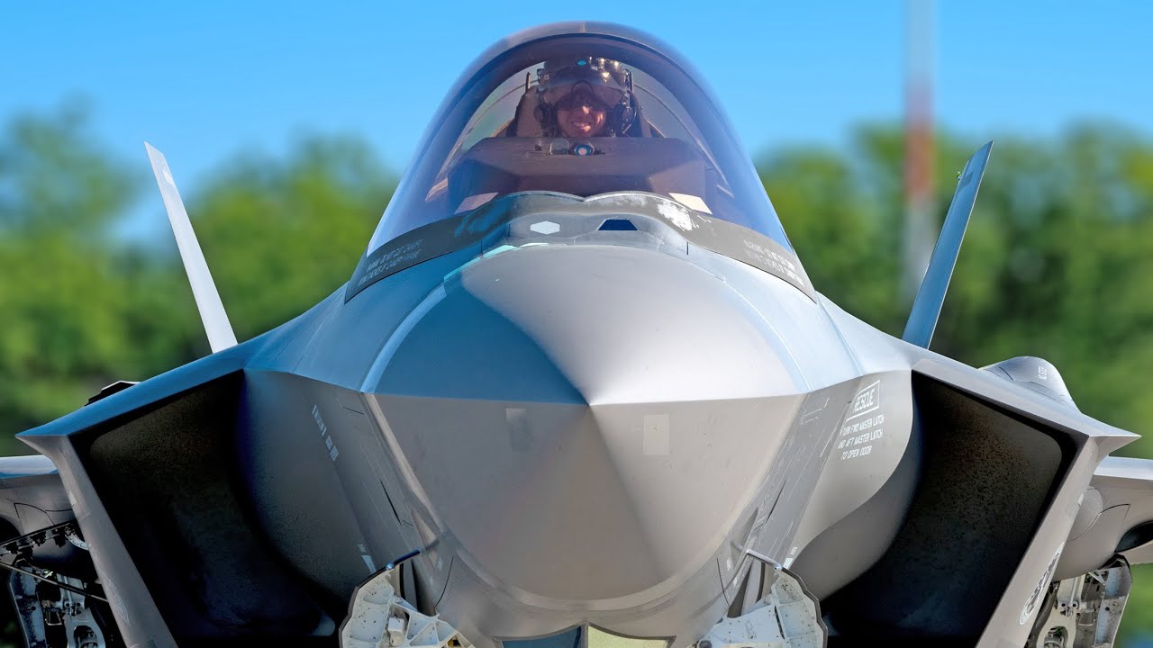 F-35A Lightning II Fighter Jet Refuels and Takes Off in Poland