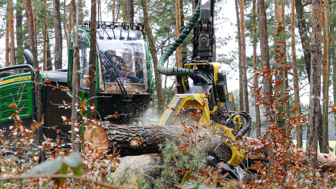 John Deere 1270G Harvester im Starkholz & John Deere 1110E Forwarder