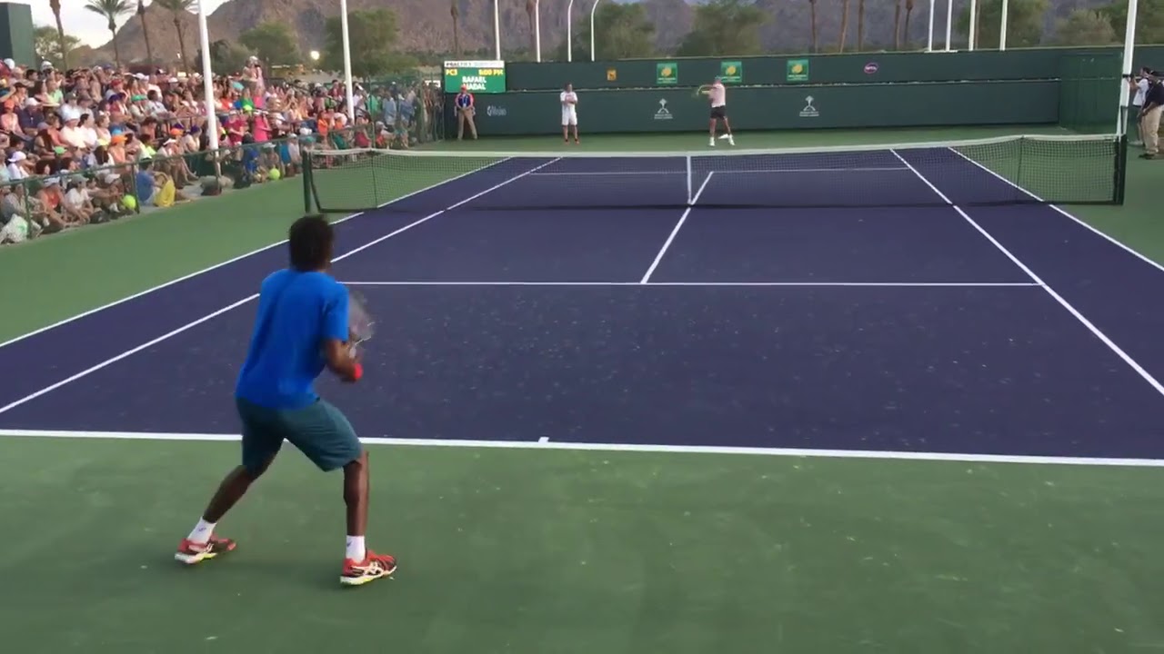 Nadal Practice with Monfils Level View