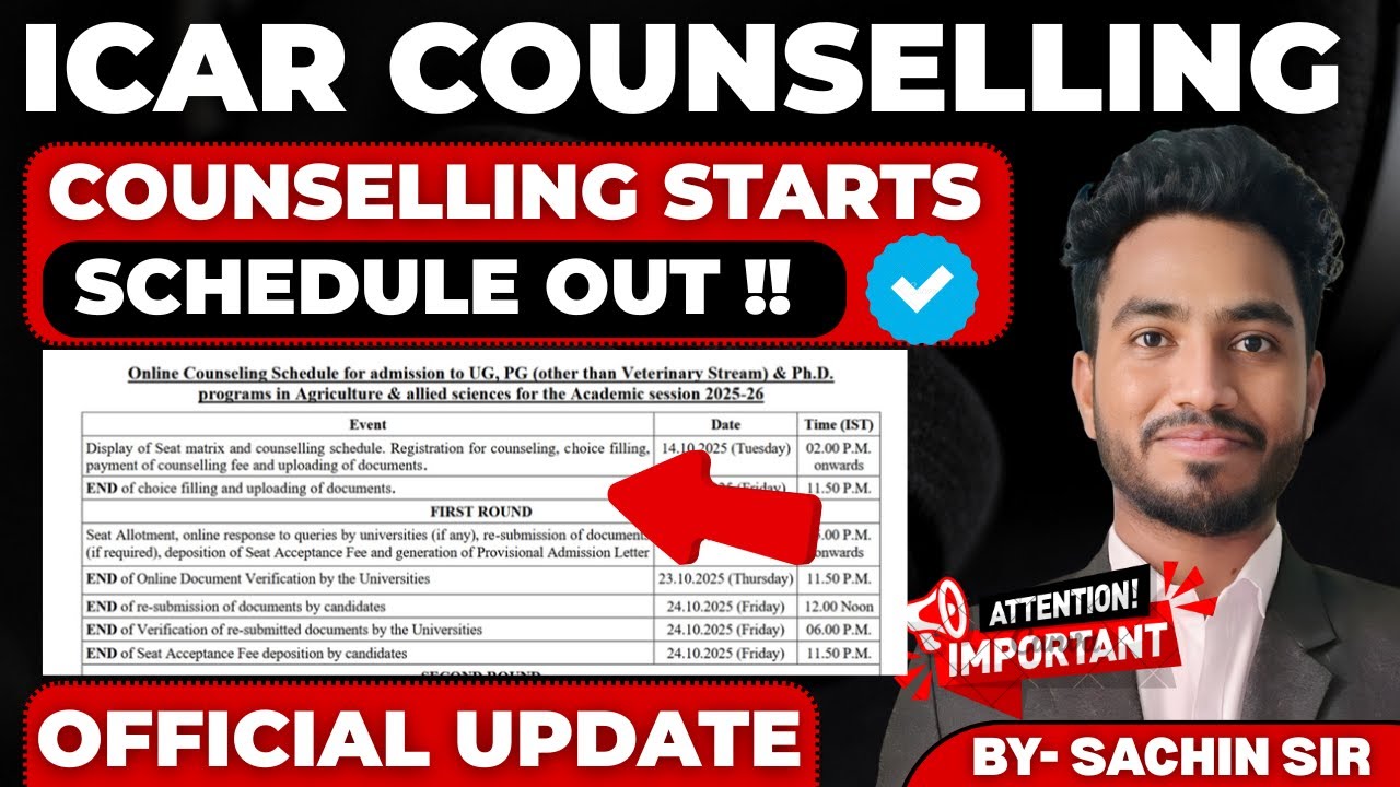 ICAR Counselling Starts🚨Schedule Out  #icar