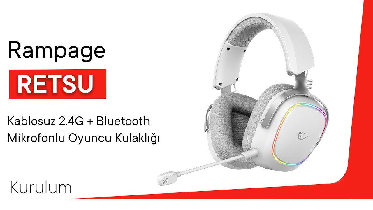 Rampage RETSU | Kablosuz 2.4G+ Bluetooth | Mikrofonlu Oyuncu Kulaklığı