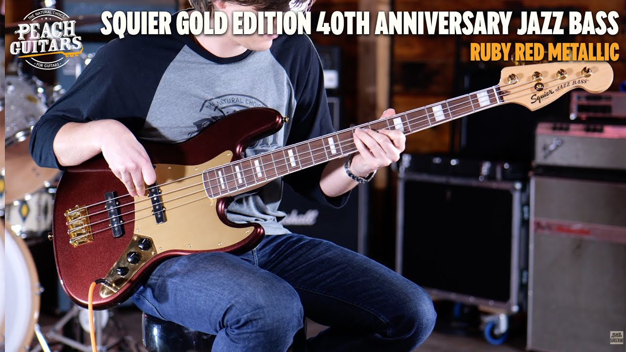 No Talking...Just Tones | Squier Gold Edition 40th Anniversary Jazz Bass Ruby Red Metallic