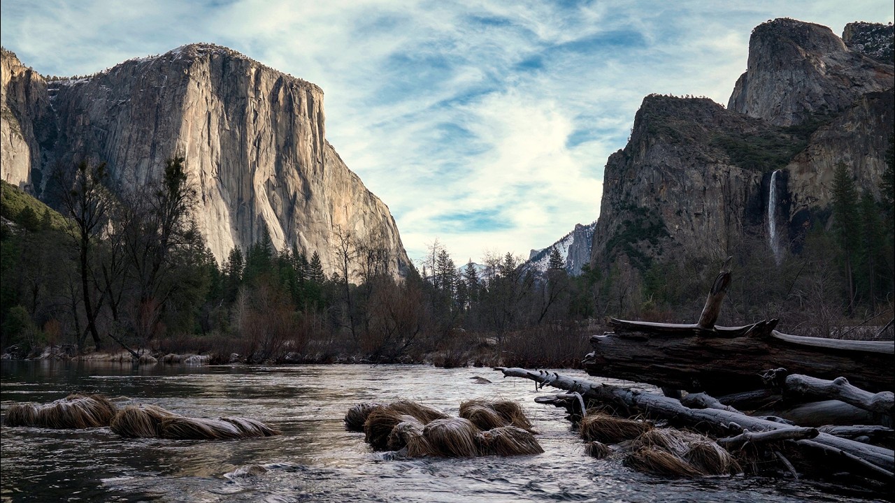 Yosemite Valley View 4K (Real-Time) | 75 Minutes of Calming River Sounds (No Music)