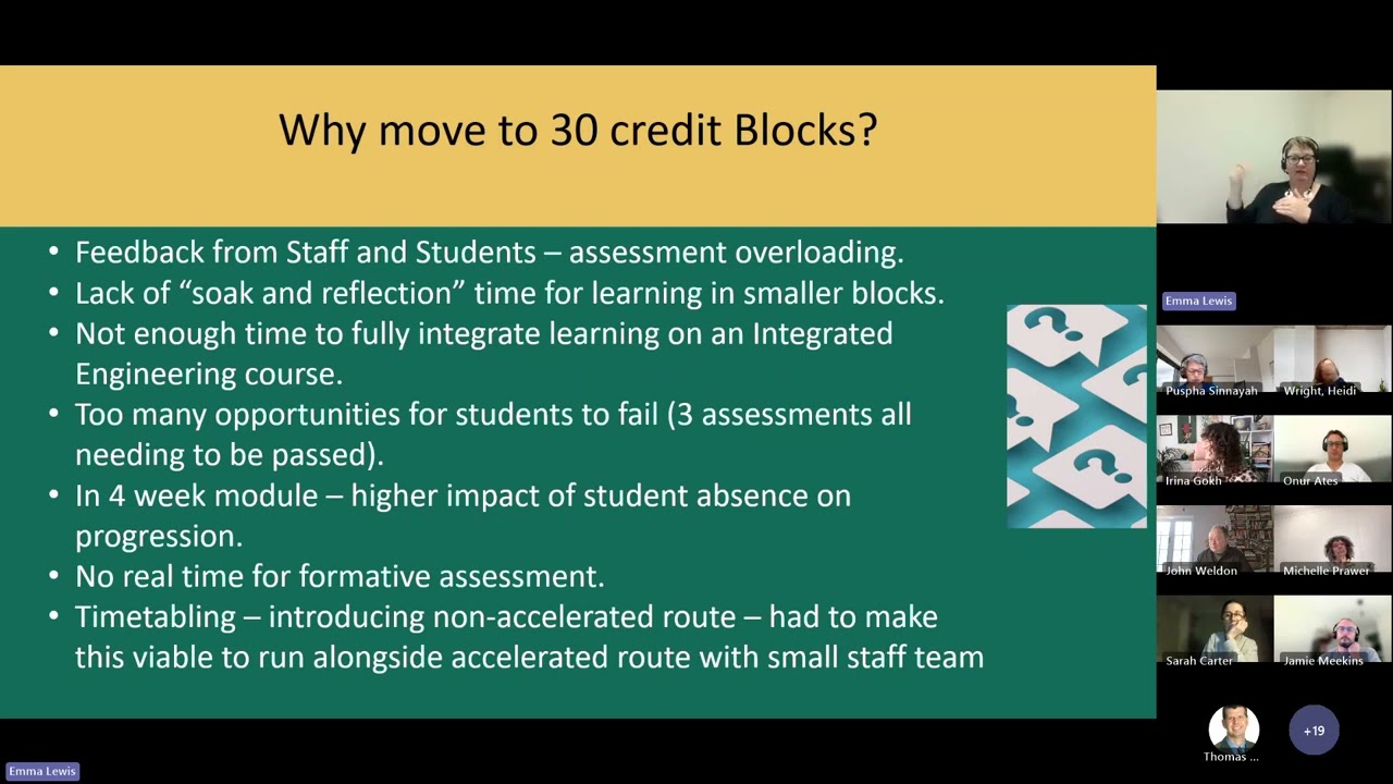 Big block: Little block. Moving from 15 to 30 credit blocks:  Reflections from a quality perspective