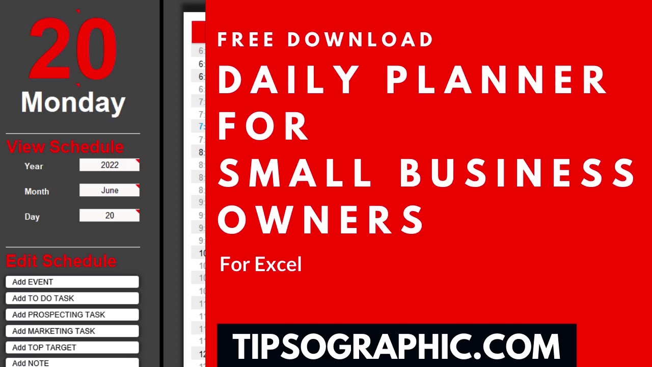 Small Business Owner Daily Planner Template for Excel ► Free Download