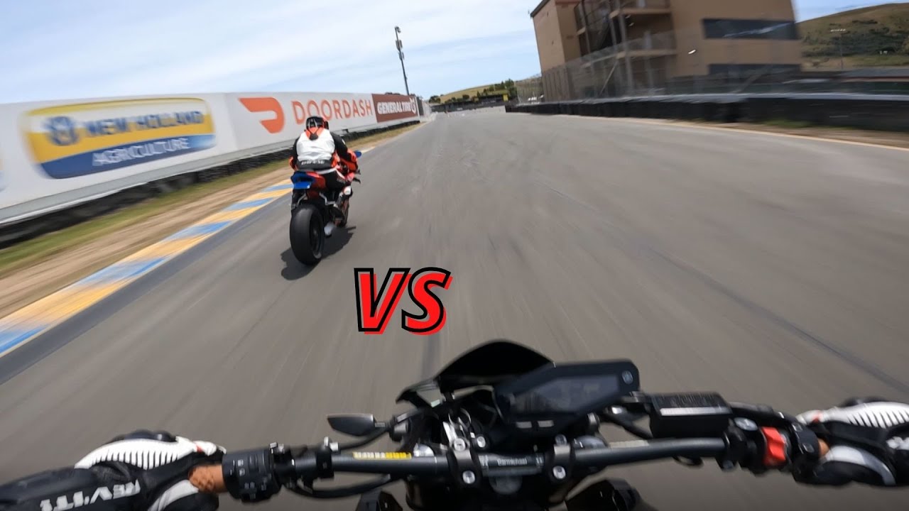 Yamaha fz09 vs Ducati Panigale V4 | Sonoma Raceway | (ALMOST CRASHED)
