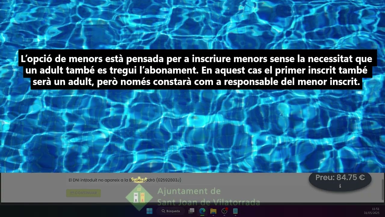 Inscripció Piscina Municipal 2025