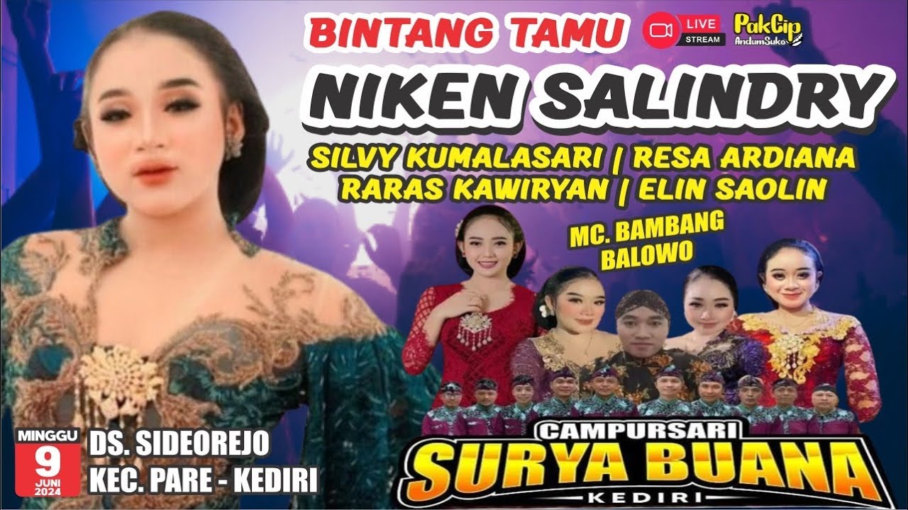 #LiVE NiKEN SALiNDRY & Campursari SURYA BUANA Malam ini || 9 - 6 - 2024 || Sidorejo - Pare - Kediri