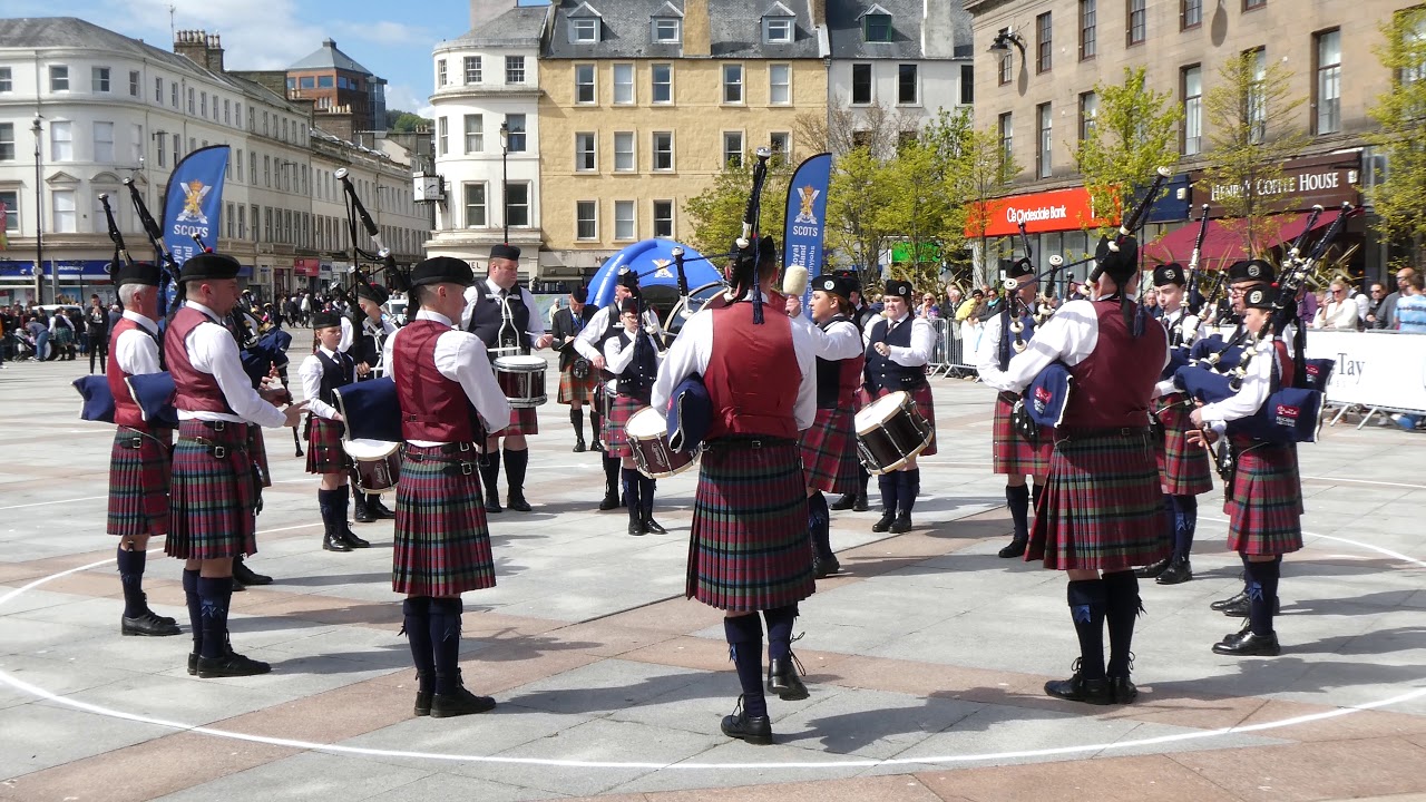 Bagpipes Music Of Vale Of Atholl Pipe Band City Square Dundee Scotland
