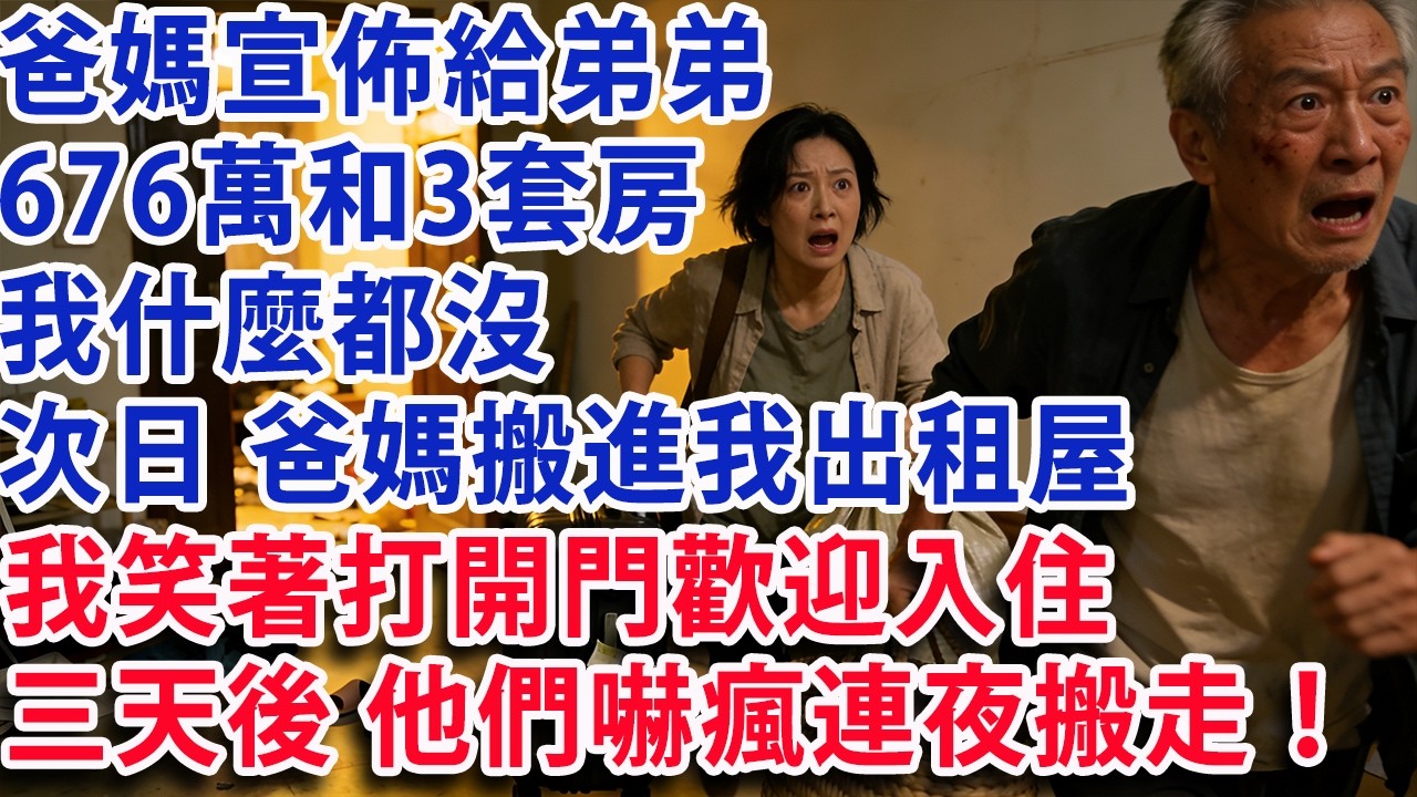 【满分爽文】爸媽宣佈給弟弟676萬存款和3套房 我什麼都沒有 次日爸媽搬進我出租屋  我笑著打開門歡迎入住 三天後 他們嚇瘋連夜搬走！#婆媳 #家庭 #情感故事 #晚年生活 #為人處世 #短劇