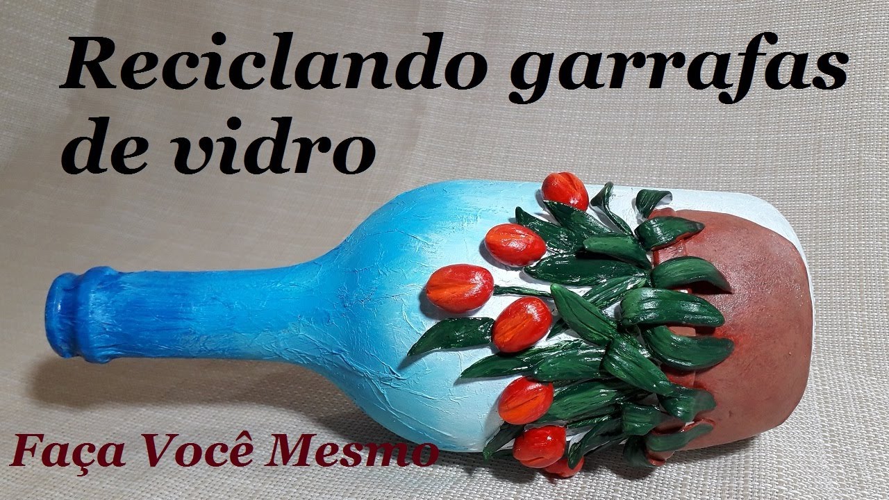 GARRAFA DECORADA - TULIPAS COM MASSA DE BISCUIT @luci buzo