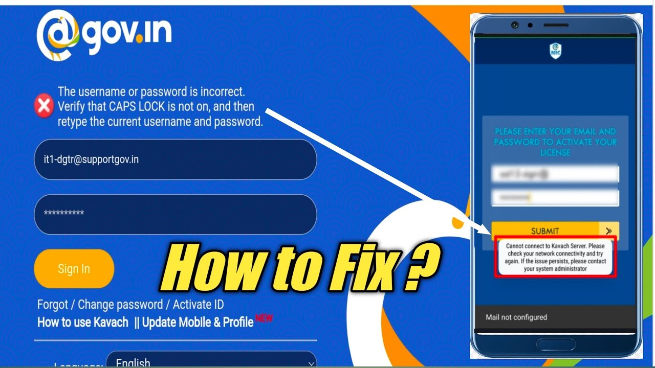 How to fix mail not configured error in gov email | Cannot connect to kavach server