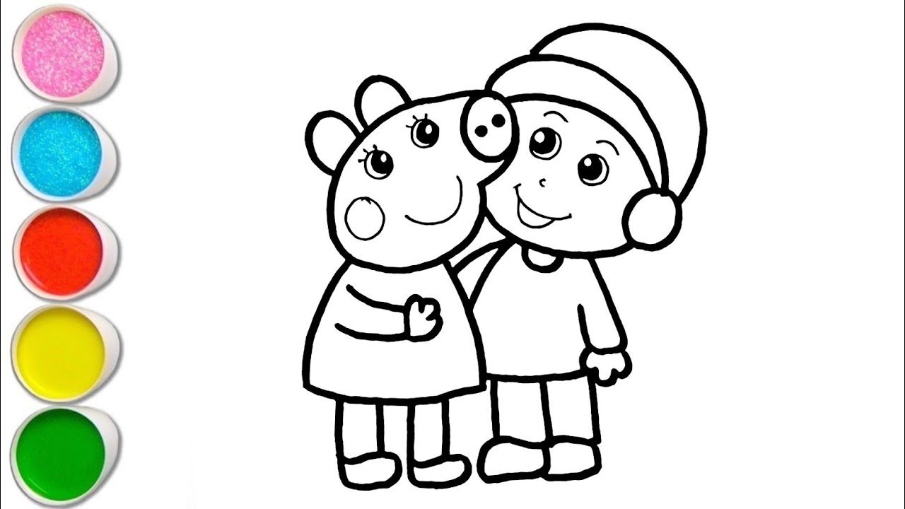 Cute Peppa Pig with Pocoyo Drawing, Painting and Coloring For Kids and Toddlers_ How to Draw Pocoyo 