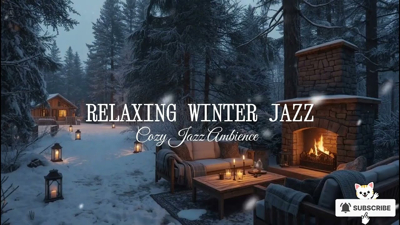 Calm Winter Night & Smooth Jazz Instrumental Music ⛄ Coffee Shop Ambience with Warm Piano Jazz Music