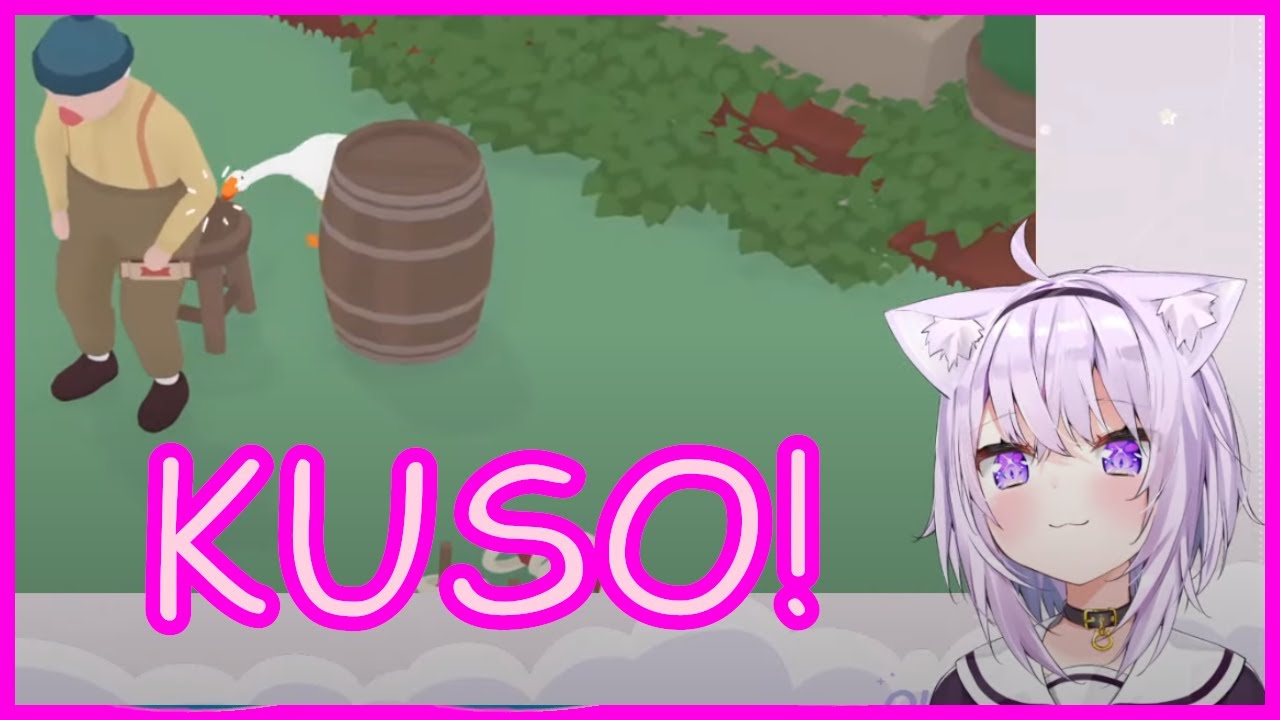 Neko-Goose Okayu and the Old Man with the chair [Hololive, Untitled Goose Game]