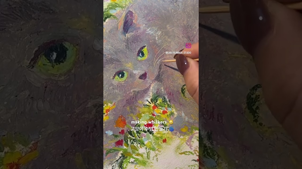 Oilpastel painting using toothpicks | 오일파스텔 그림 • 고양이 수염 그리기