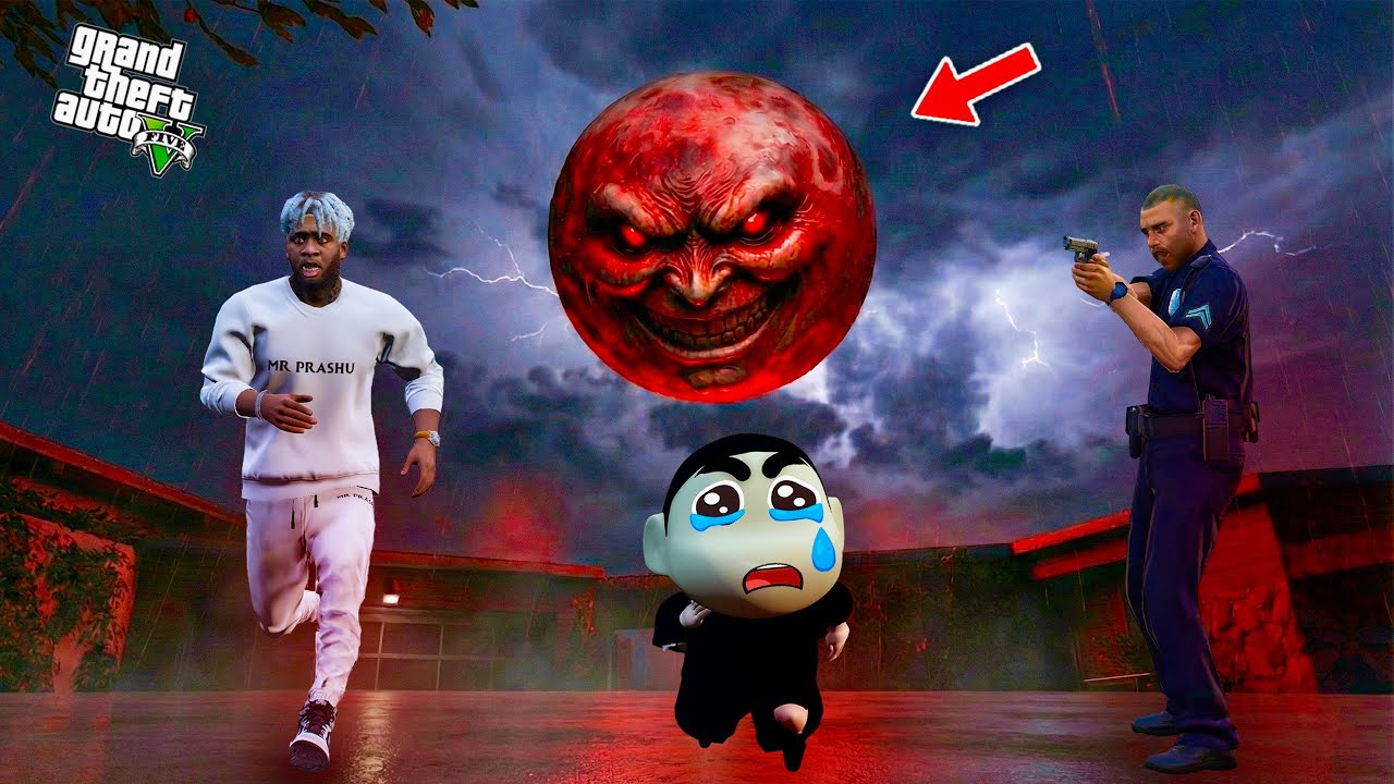 GTA V: Franklin & Shinchan Escaping from the Evil Moon Telugu #mrprashu #prashugamer #shinchan