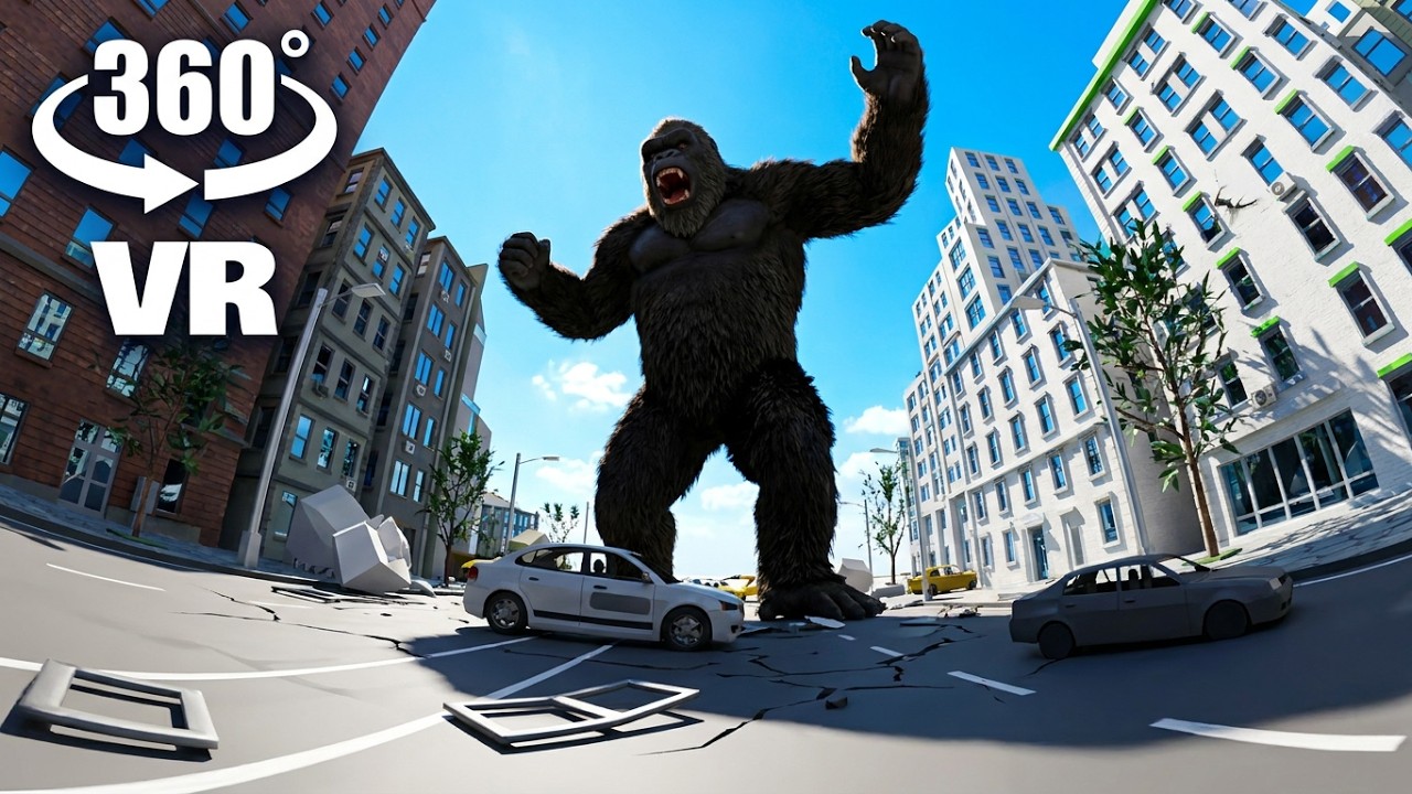 360&deg; VR &mdash; ГИГАНТСКИЙ КИНГ-КОНГ в городе!