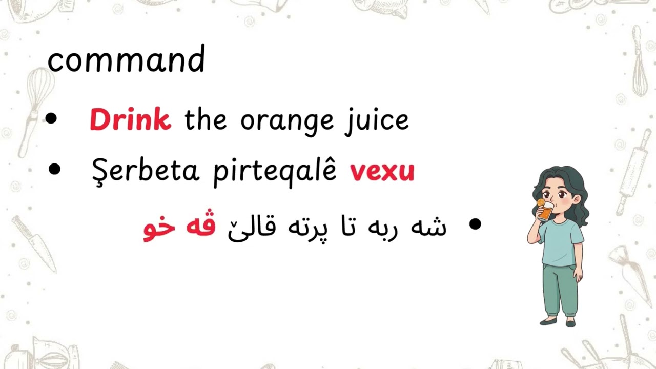Learn Kurdish Behdini (0038)Sell juice