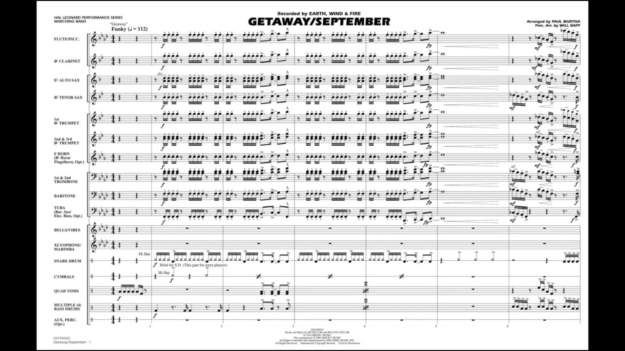 Getaway/September arranged by Paul Murtha