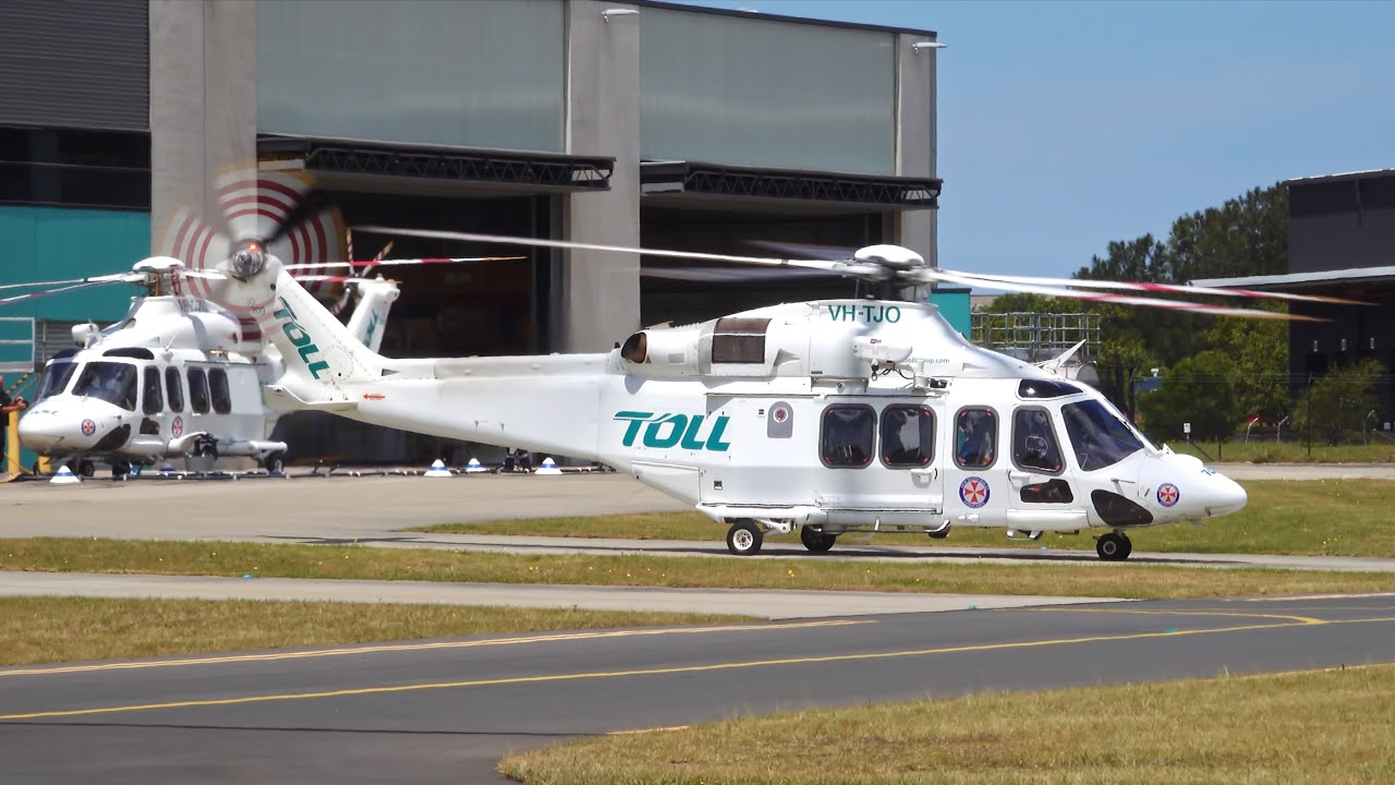Leonardo AW139 Engine Start, Taxi and Take Off | Toll Ambulance Rescue