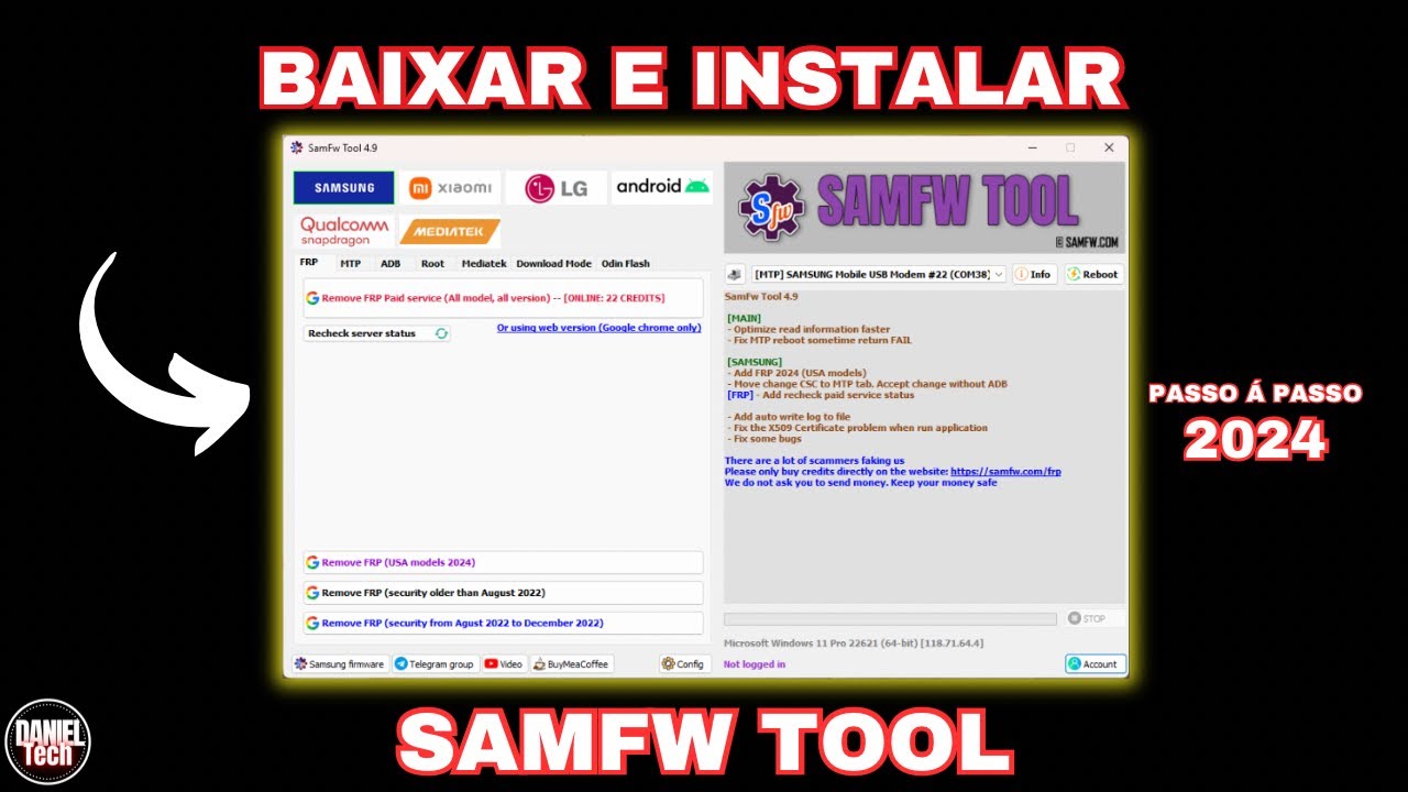 Como baixar e instalar o programa SamFw Tool, passo á passo em 2024
