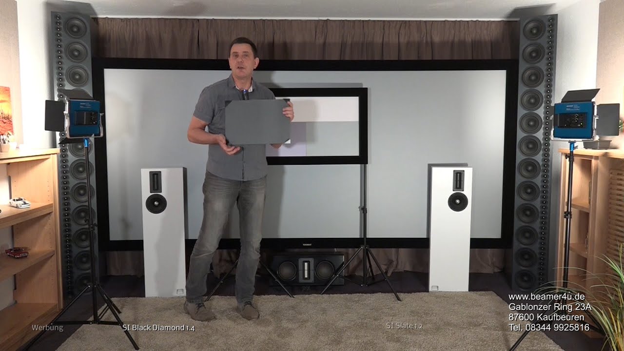 Test Beamer Leinwand Screen Innovation Black Diamond 1.4  / Slate 1.2 hochkontrast