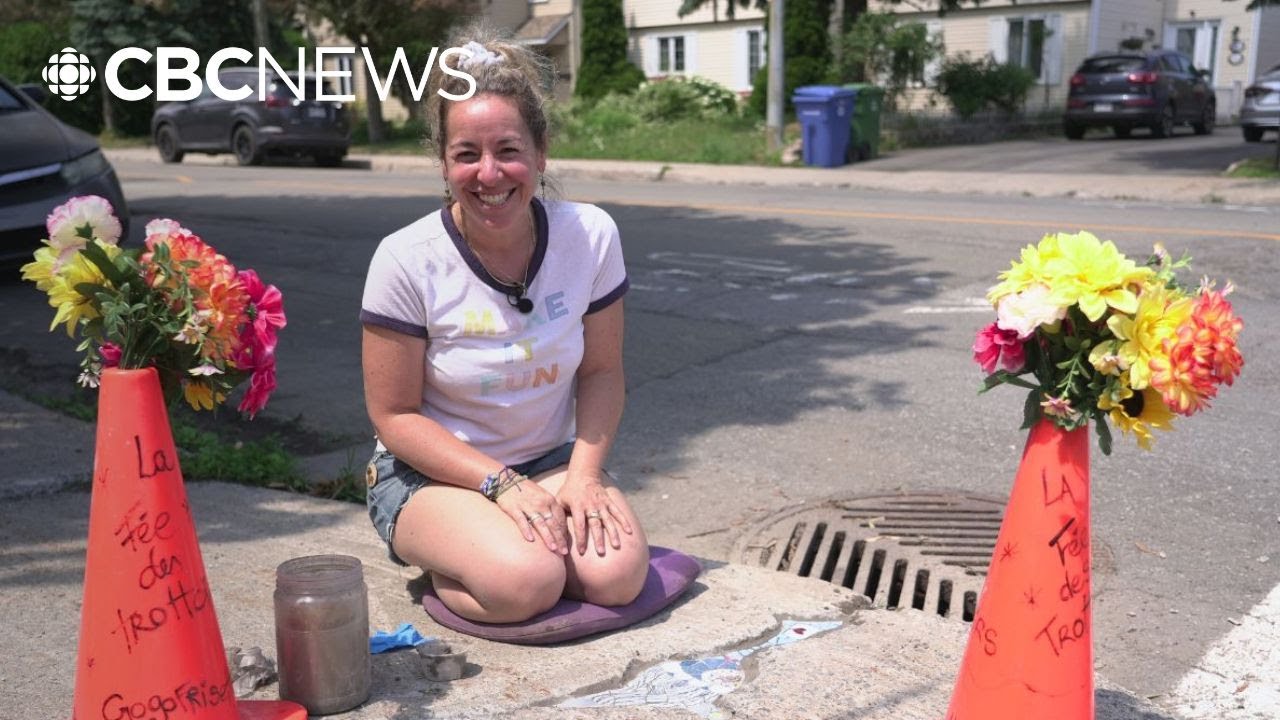 The sidewalk fairy turning Montreal street cracks into art