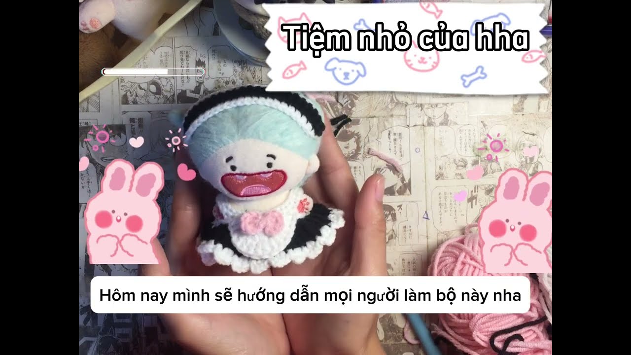 Hướng dẫn móc đồ cho doll 10cm/Hướng dẫn móc bộ đồ hầu gái cho doll 10cm