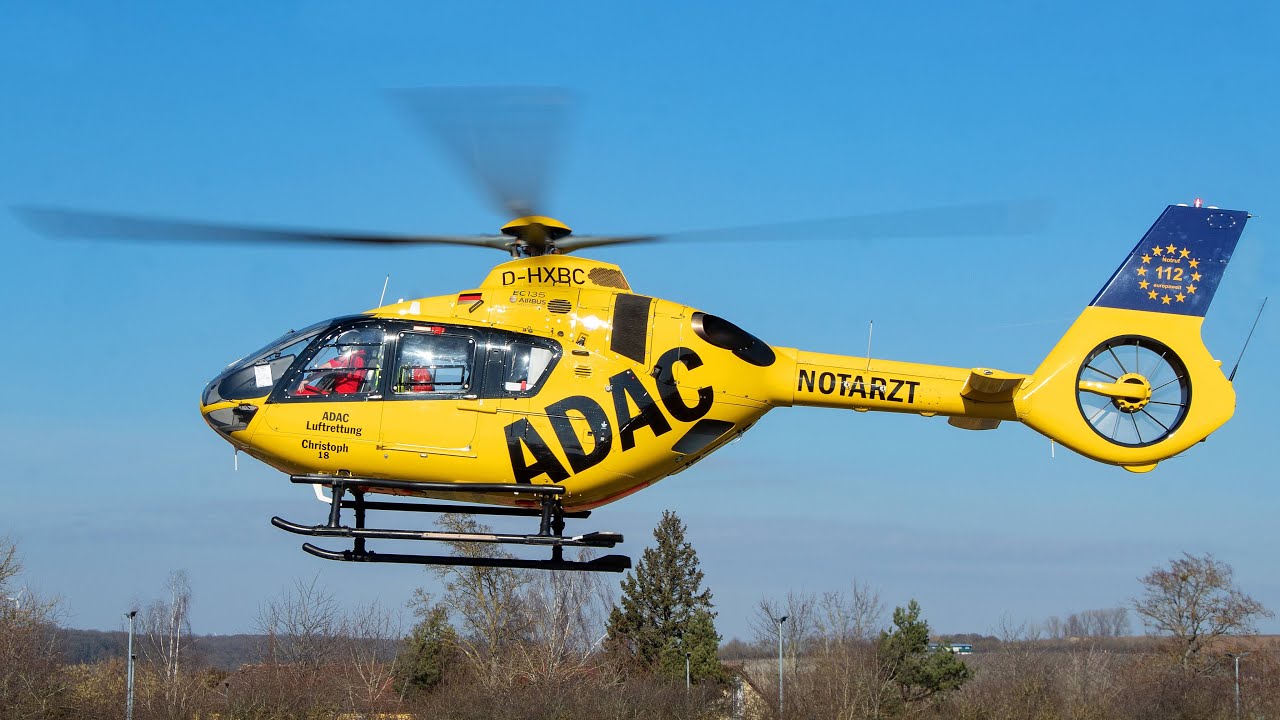 ADAC Luftrettung | Landung Christoph 18 nach Notfalleinsatz | Power Check | H135 | D-HXBC