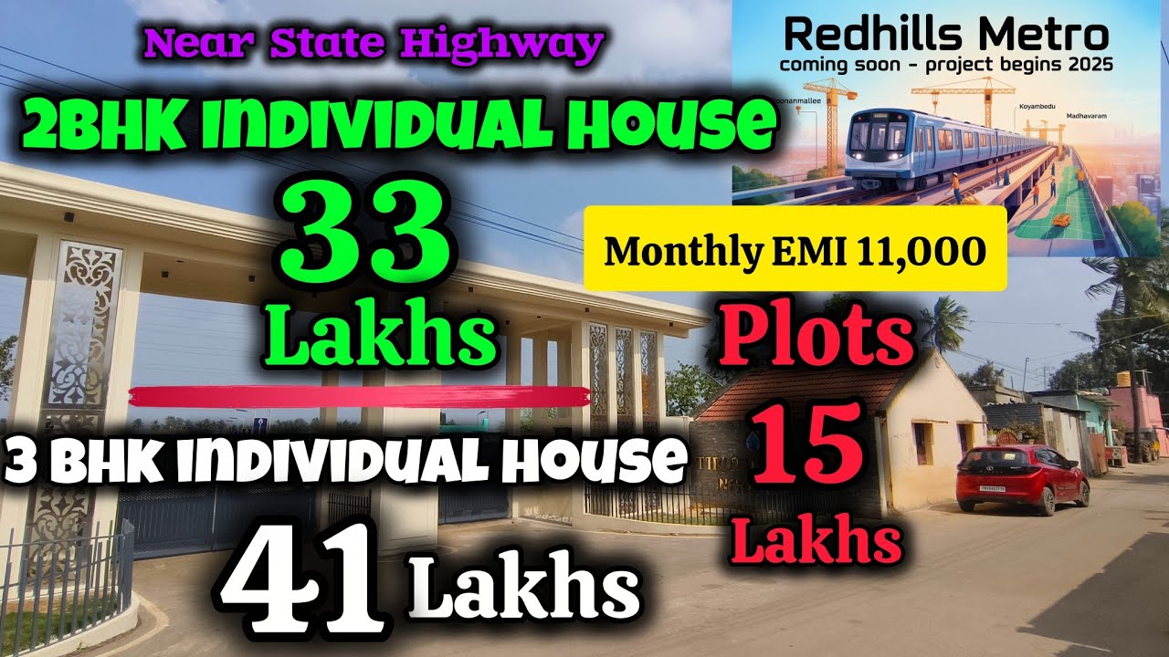 🏡2bhk house 33 Lakhs & Plots 15 Lakhs | plots sale in redhills | Individual house Sale In Redhills