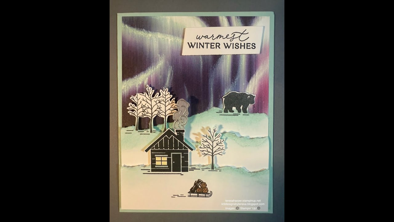 Teresa Harper is live with a snowy Woodland Scenery and lights of aurora card tutorial  11-13-25