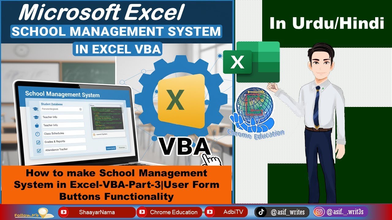 School Management System in MS-Excel-VBA Part-3|How to Make School Management Software|SMS in Excel