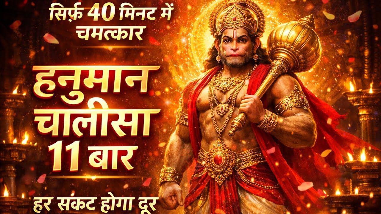 🔔 हनुमान चालीसा 11 बार पाठ | सिर्फ 40 मिनट में चमत्कार | हर संकट होगा दूर 🔔भक्तों 🙏@Bhaktiwithshikha