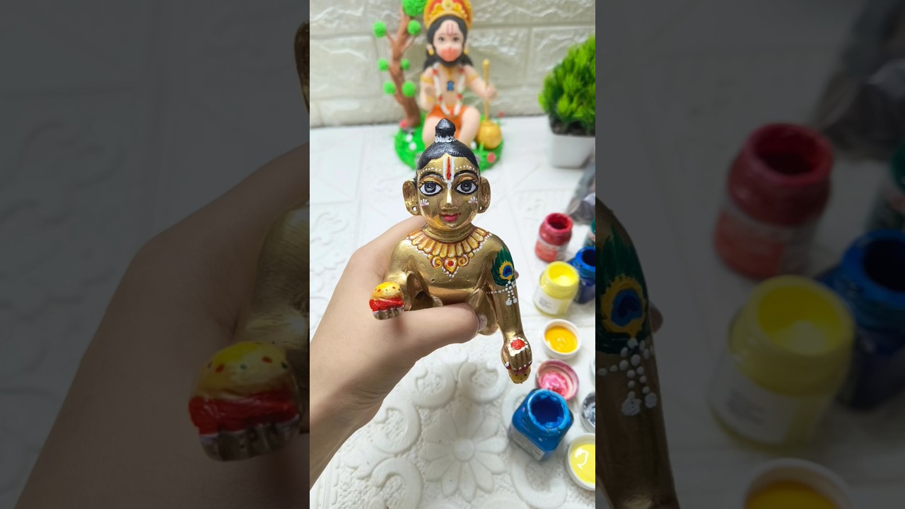 Decoration of Laddu Gopal ji 😍#diy #acrylic #painting #krishna #youtubeshorts #viralvideo #shorts