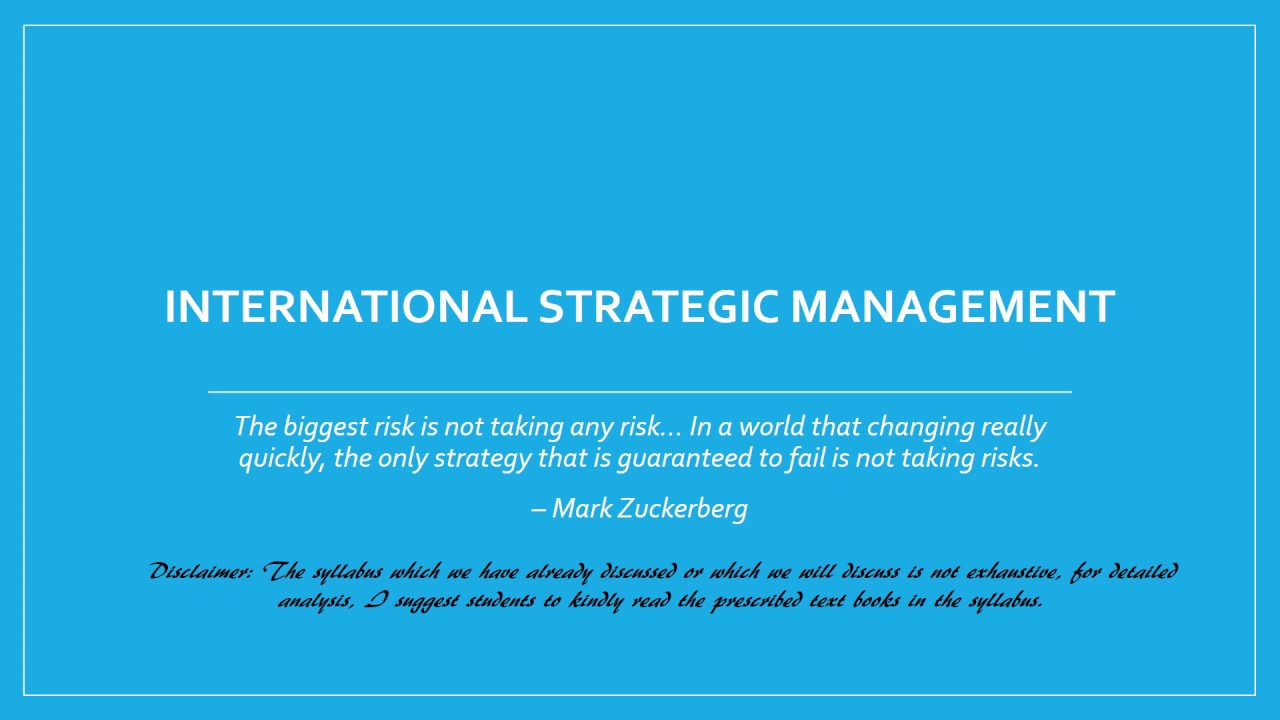 International Strategic Management,