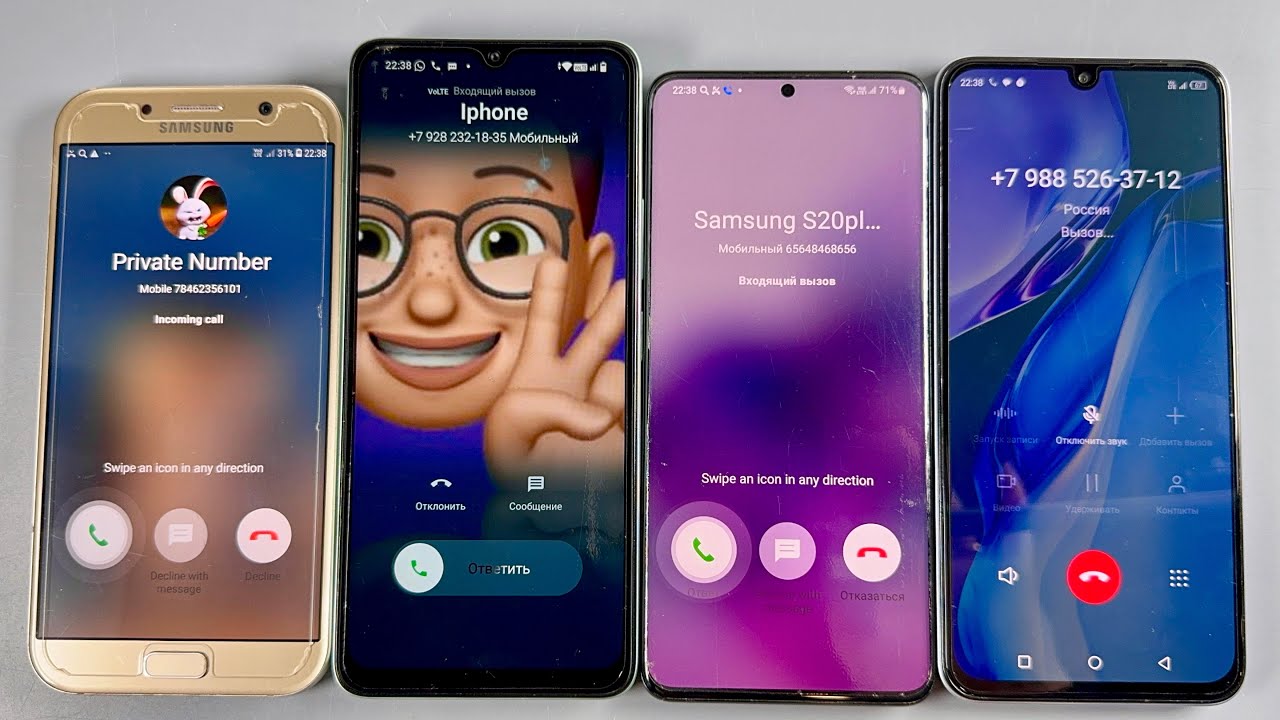 Incoming Calls Samsung Galaxy A7 + Redmi A3X + Samsung Galaxy S20+ and Infinix X676C