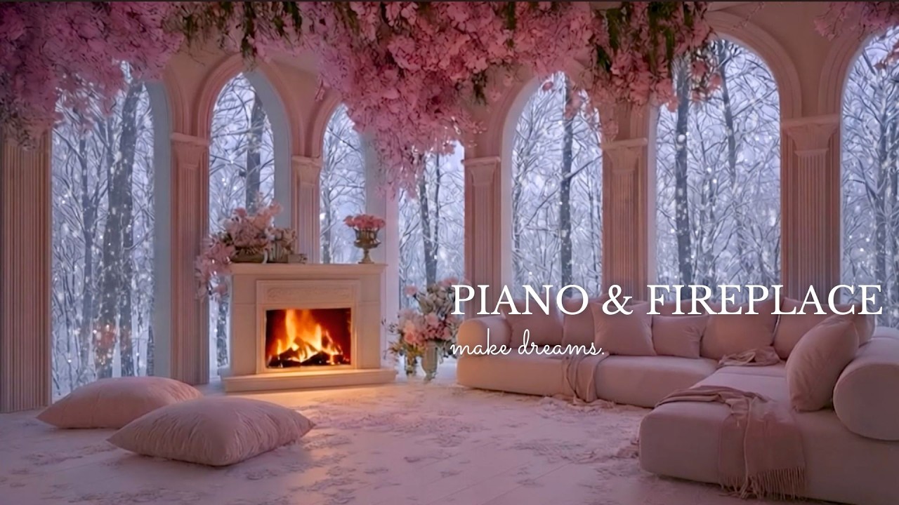 Romantic Piano Fireplace Night 🕯️ Gentle Piano & Crackling Fire for Calm, Sleep & Focus