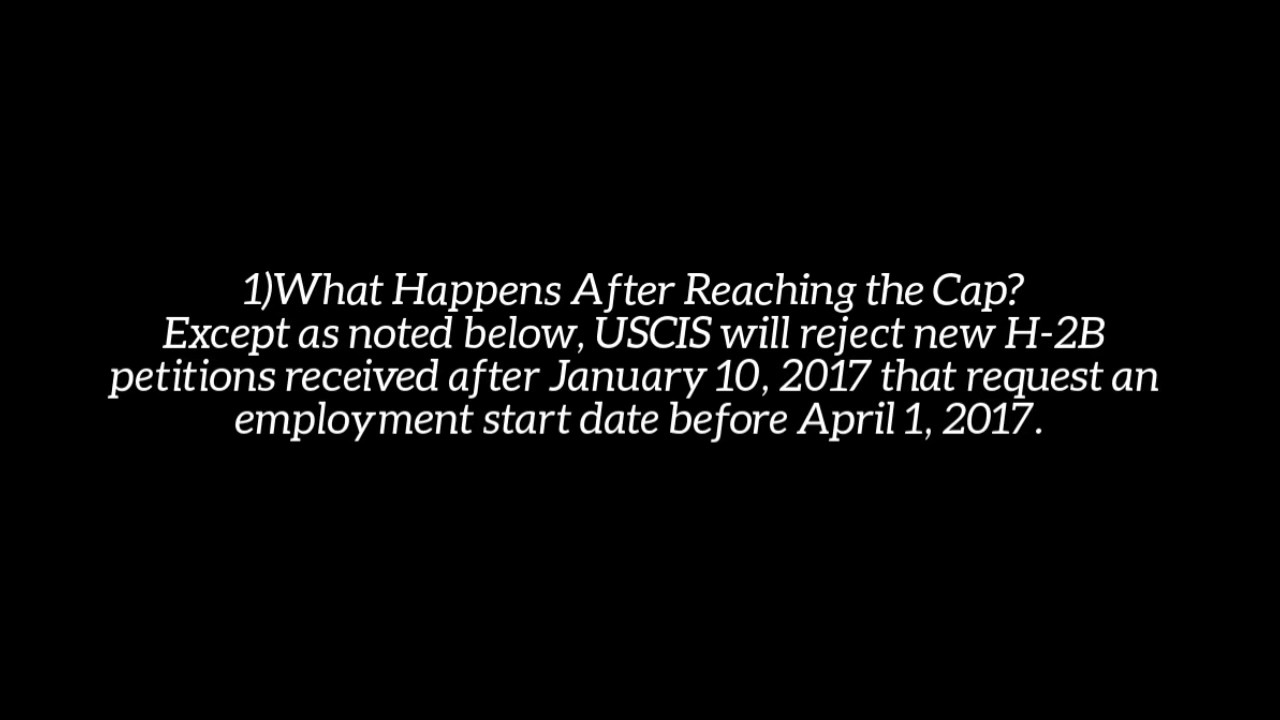H2B Cap for first half of 2017 reached!