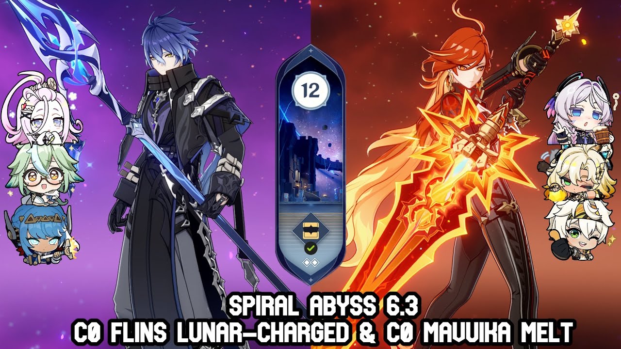 C0 Flins Lunar-Charged & C0 Mavuika Melt | Genshin Impact Spiral Abyss 6.3 | Floor 12 full clear(9★)