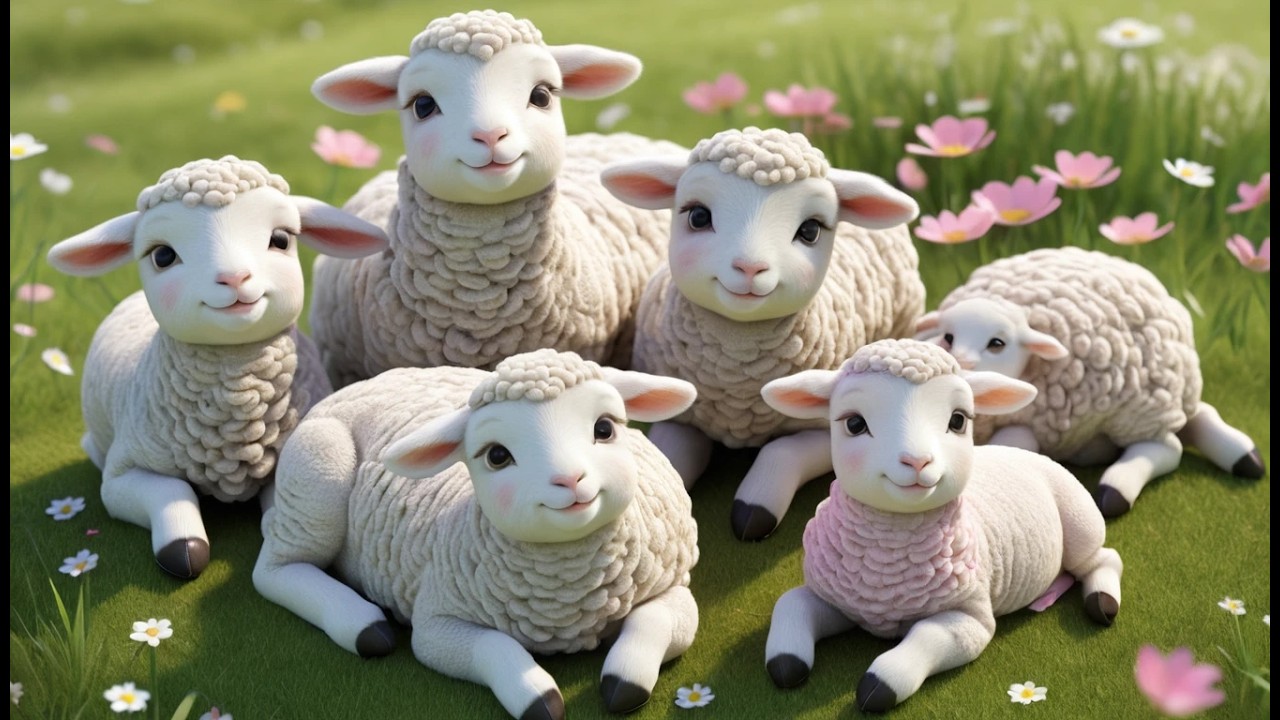 Fünf kleine Lämmer schlafen auf der Wiese | Sanftes Schlaflied & Einschlafmusiik für Babys