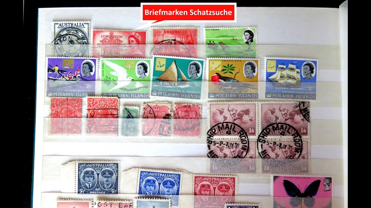 Briefmarken wertvoll? Schatzsuche in einem Briefmarkenalbum Australien und Ozeanien
