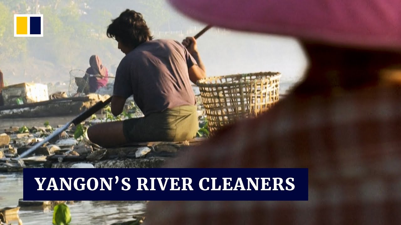Myanmar’s river cleaners make a living by picking and selling trash along Yangon creek
