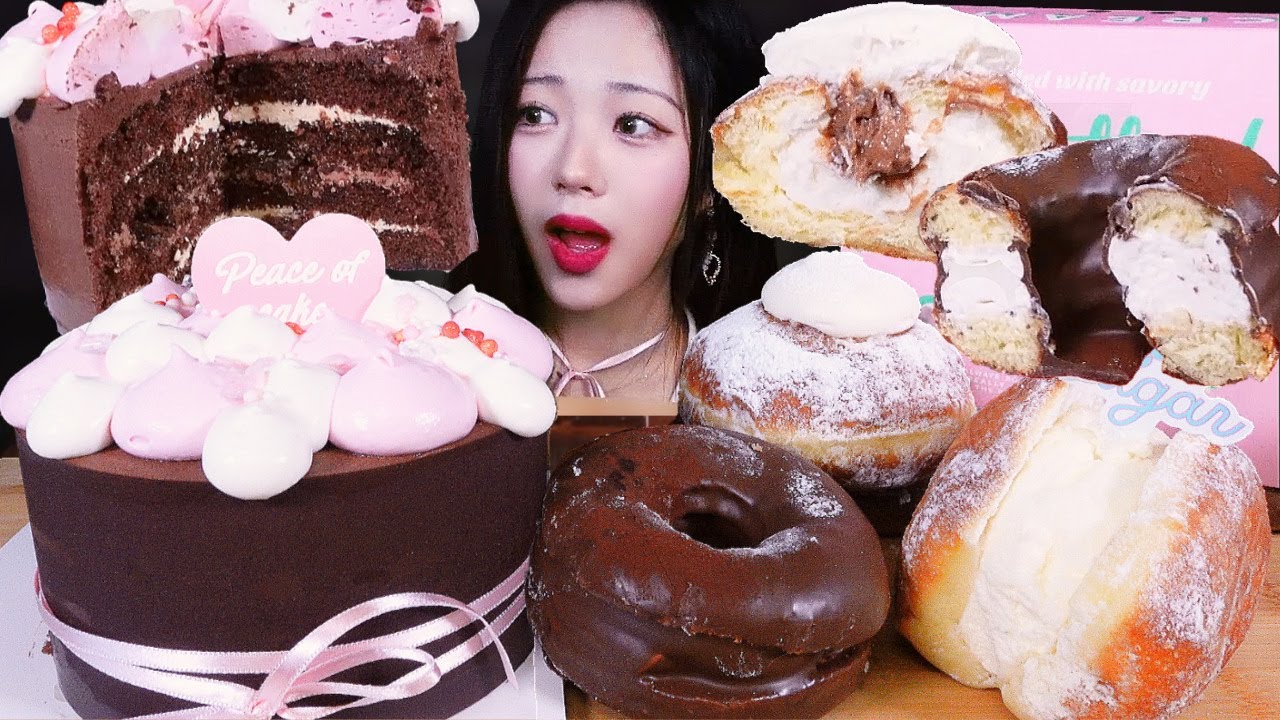 각 잡고 당충전 할게요🍩🍫노티드 신상! 마시멜로우초코 케이크 스모어초콜릿 도넛 디저트 리얼사운드 CHOCOLATE CAKE DONUTS DESSERT MUKBANG ASMR
