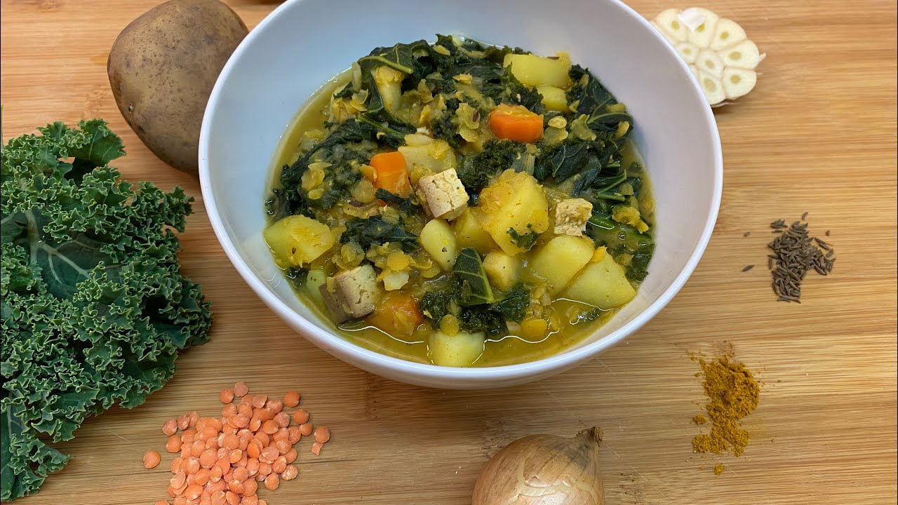Grünkohl mit roten Linsen und Curry