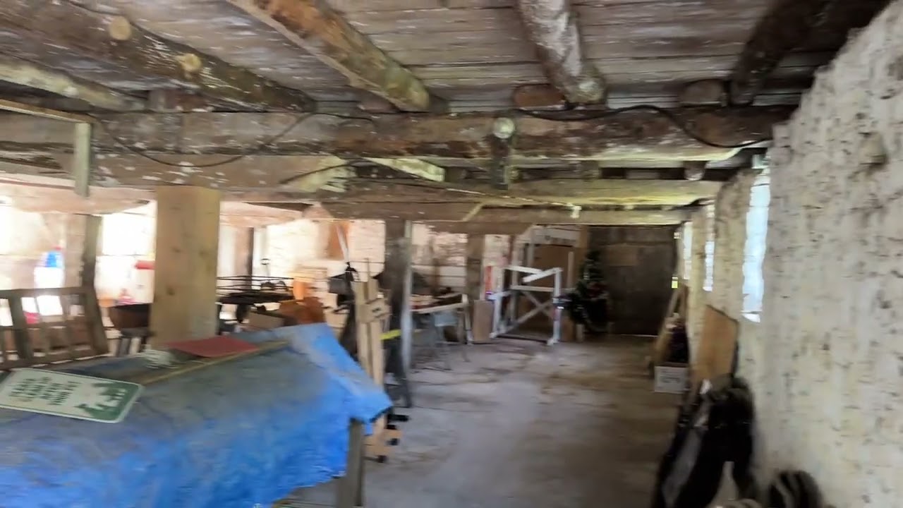 Antique barn: the beams are rough-hewn cedar logs!
