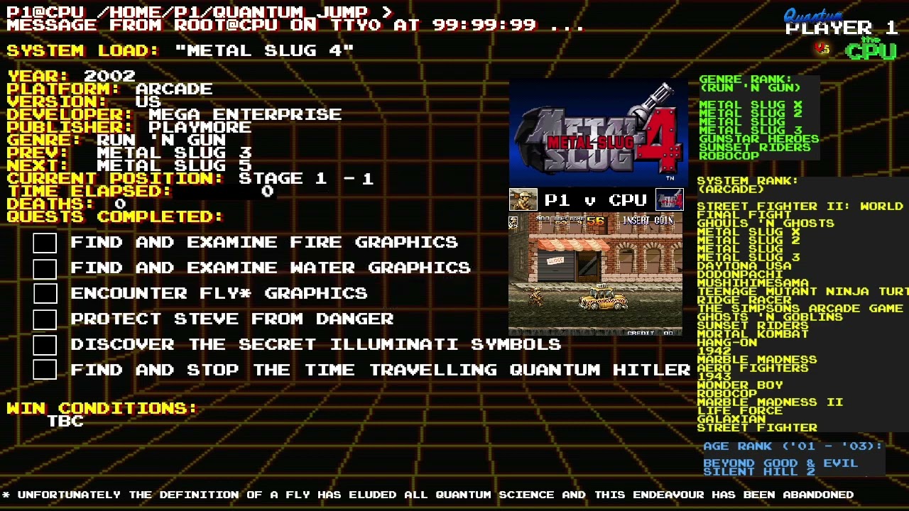 ARCADE MODE - Metal Slug 4 (1st try) / Time Crisis (last chance) / Nominations @ 9pm