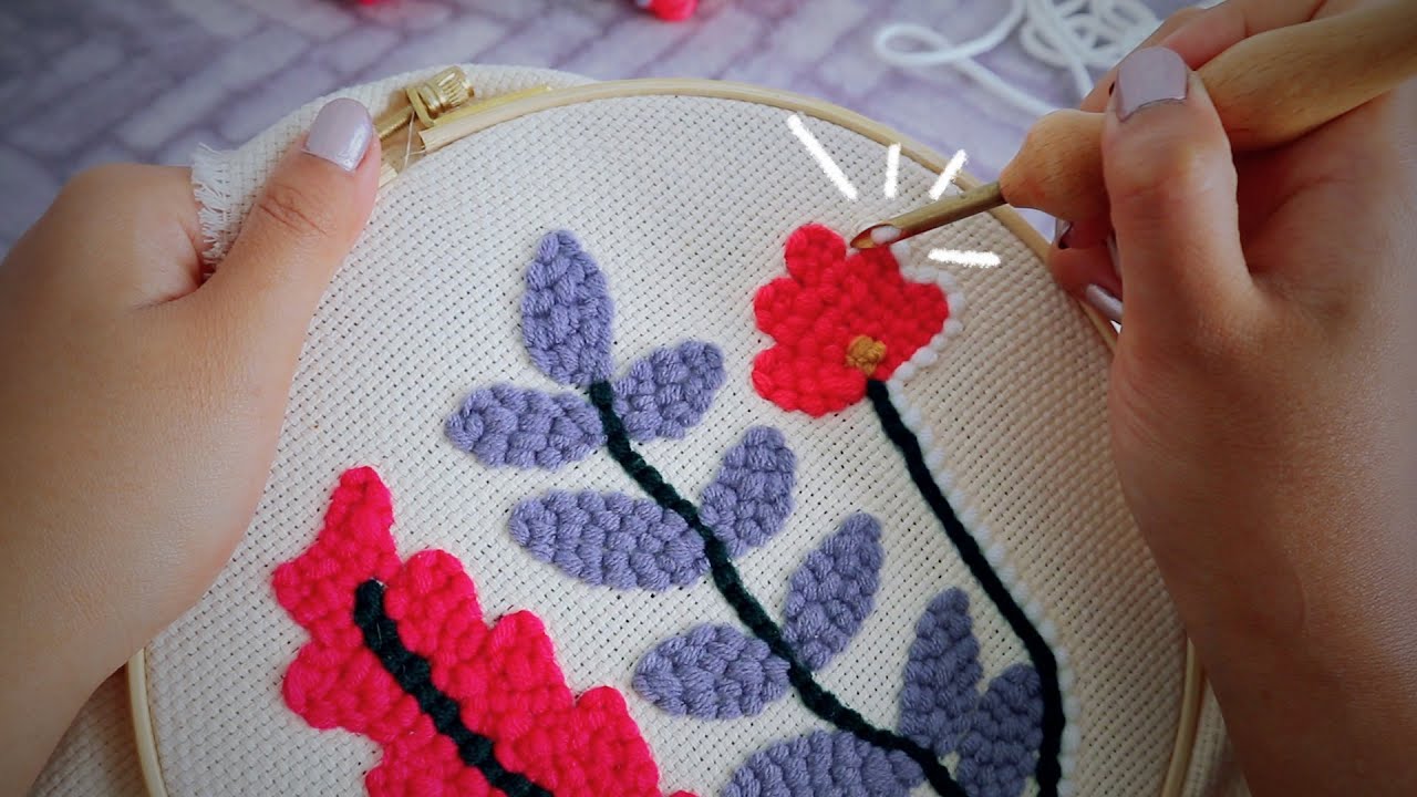 |ASMR No Talking| 🧵 Punch Needle Demonstration🧵 • Tapping • Tracing • Scratching • Visual Triggers